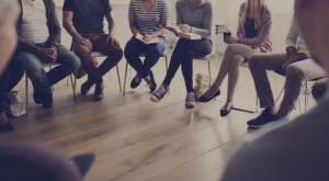 discussing with workers image